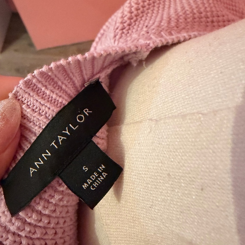 Ann Taylor Lilac Crewneck Puff-Sleeve Sweater - Picture 3 of 3